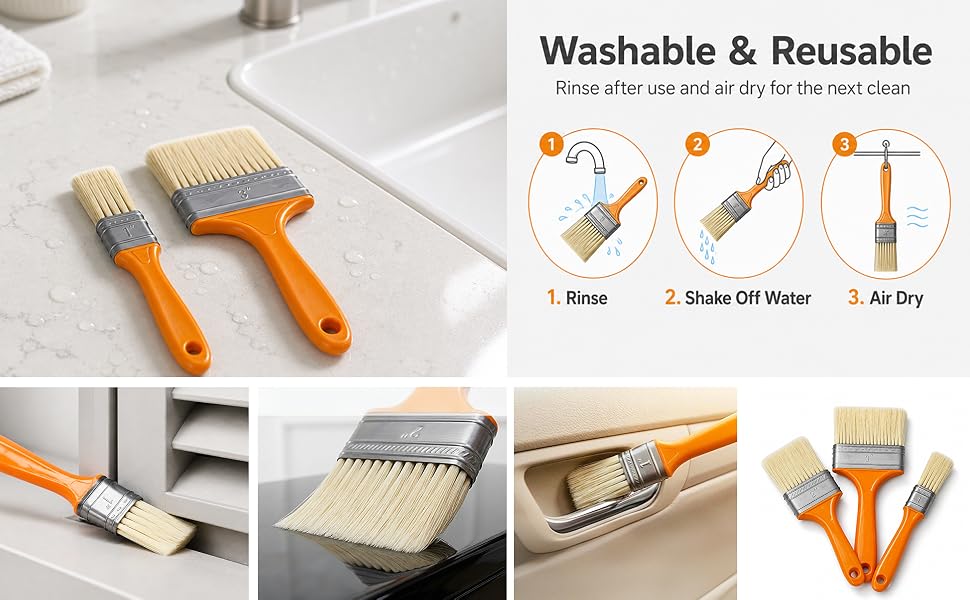 3 Pack orange Microfiber Duster Brush 6