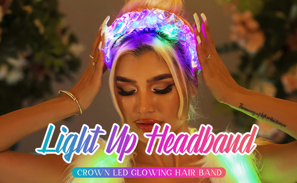 light up crown headband concert hair band for women