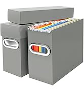 Naleyber File Organizer Box with Lid &amp; Handle, Heavy Duty Hanging File Folder Storage Boxes for L...