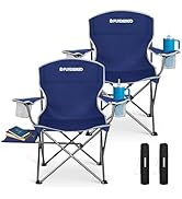 FUNDANGO Folding Camping Chairs for Adults, 2 Pack Oversized Beach Chairs with Table Tray, Heavy ...