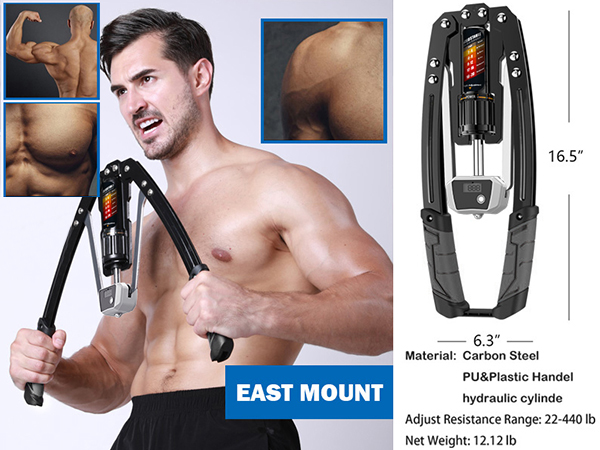 EAST MOUNT Twister Arm Exerciser - Adjustable 22-440lbs Hydraulic Power