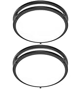 12 Inch Flush Mount Ceiling Lights, 36W 3200LM Black Dimmable Light Fixtures Ceiling Mount, 3000K...