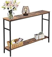Timberer Narrow Console Table, 47 Inch Sofa Table with Adjustable Shelf, 2-Tier Long Skinny Table...