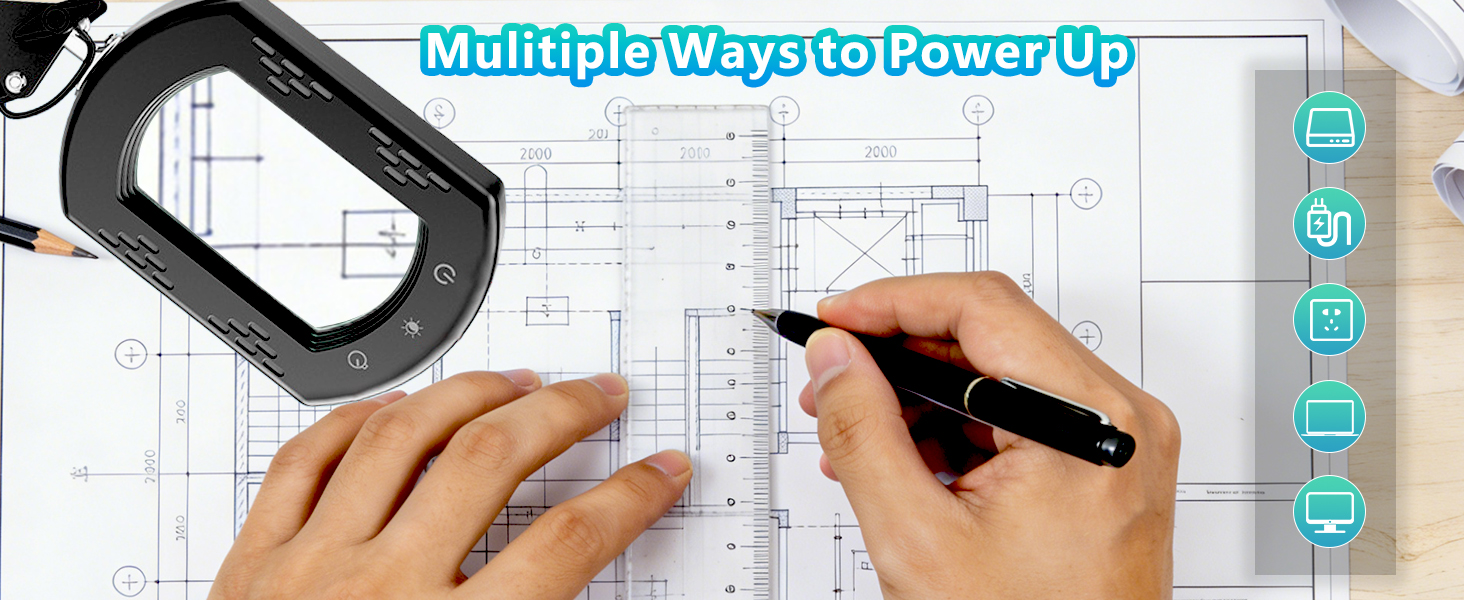 Desk magnifying lamp magnifying glass with light for crafts with Square stand clamp