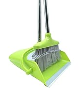 Xifando Extendable Long Handle Broom and Dustpan Set, Stainless Lightweight Upright Standing Broo...