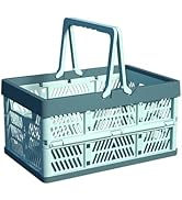 UShioart Collapsible Crate Milk Crates for Storage Plastic shopping basket 20L for Kitchen Bathro...