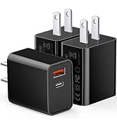 3 Pack Type C Charger, Dual Port USB C Wall Plug 20W PD &amp; QC3.0 USB A Fast Charging Block for Sam...