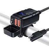 RANDPOW Motorcycle Phone Charger, SAE to USB Adapter with 12V Voltmeter & ON/Off Switch, 6.8A QC3...