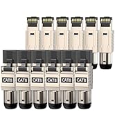 NataLink 12-Pack Cat 8 RJ45 Connectors Tool Free, Cat8 Field Termination Plug Shielded RJ45 Modul...