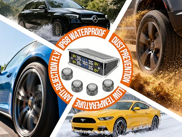 Tire Pressure Monitoring System - TPMS with Solar &amp; USB Charger