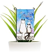G128 Garden Flag &amp; Stand Life is Bettter with Cats 4"x8"
