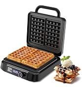 Waffle Maker, 1200W Belgian Waffle Maker, Dual Rectangular Thick Waffle Iron, 7-Level Browning LE...