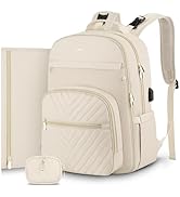 MOMUVO Diaper Bag Backpack, Quilted Baby Bag with Changing Pad and Stroller Straps and Pacifier C...