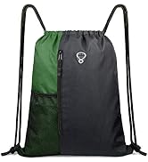 Drawstring Backpack Sports Gym Bag for Women Men Children Large Size with Zipper and Water Bottle...