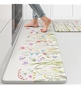 KIMODE Anti Fatigue Kitchen Mat for Floor, Farmhouse Floral Kitchen Rugs Sets of 2, Kitchen Floor...