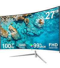 Z-Edge 27-inch Curved Gaming Monitor, Full HD 1080P 1920x1080 LED Backlight Monitor, with 100Hz Refr...