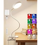 Clip on Lamp,10 RGB Colors+10 Brightness Clamp Light, 500 Lumen Bright Desk Lamp with Clamp, 72 L...