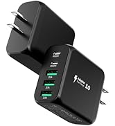 USB C Charger Block,EIZLXQ [2-Pack] Type C Charger Fast Charging,50W 5-Port USB Wall Charger Mult...