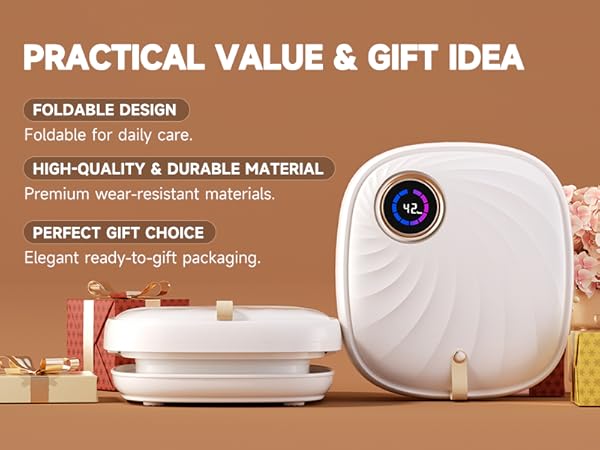 Collapasible Foot Spa Bath Massager with Heat, Pedicure Foot Spa with Bubbles and Jets/Timer