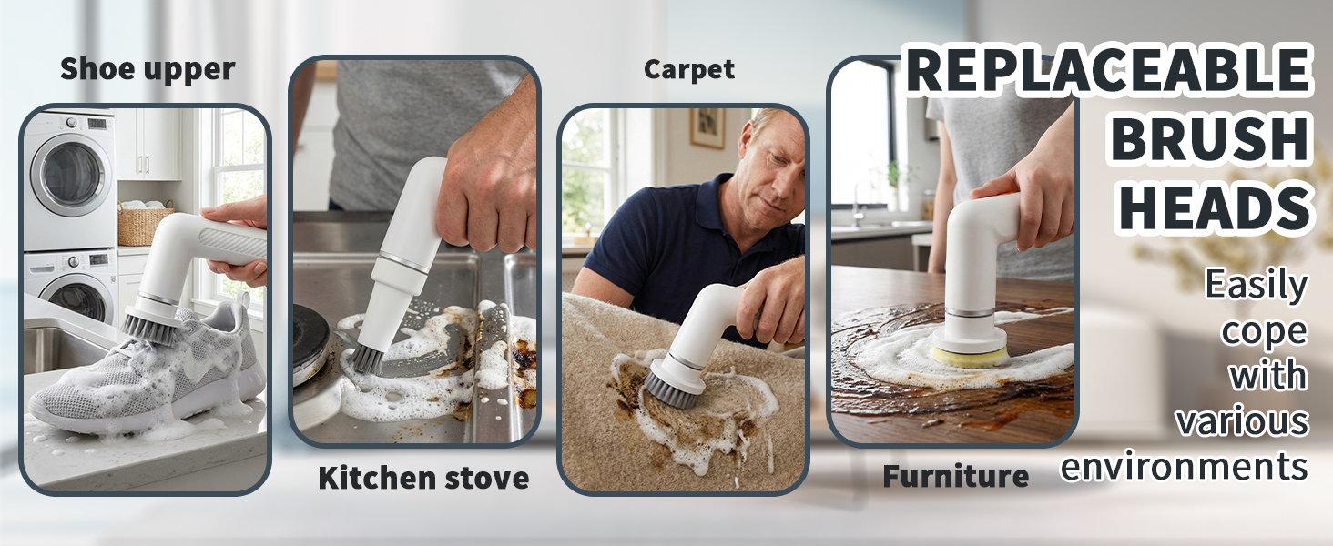 6-in-1 Electric Spin Scrubber Fully Waterproof Perfect for Floors Bathrooms, and Car Seat Crevices