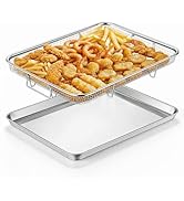 E-far Air Fryer Basket for Oven, Large 16” x 12” Stainless Steel Air Fryer Pan and Crisper Tray, ...