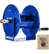 MEKOH Pressure Washer Hose Reel 150FTx3/8”, 300FTx1/4” Manual Power Washer Hose Reel with M22 14m...