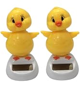 2Pcs Solar Powered Dancing Chick, Solar Bobblehead Chicken, Solar-Powered Car Charm, Cartoon Bobb...
