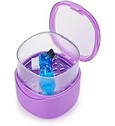 EZEELAI Purple Denture Cup Denture Bath Box Case with Lid Leakproof, Denture Holder Case Retainer...