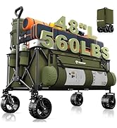 Hikemoon 300L Extra Large Wagons Carts Foldable, 560LBS Heavy Duty Collapsible Beach Wagon 48" Lo...