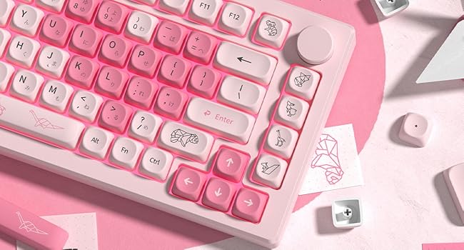 Womier Pink Keyboard Keycaps 60 65 75 100 Percent, MOA Profile Cute Keycap PBT