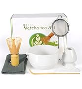 7Pcs Matcha Whisk Set,Ceramic Matcha Tea Set Includes Matcha Bowl,Matcha Whisk and Holder, Scoop,...