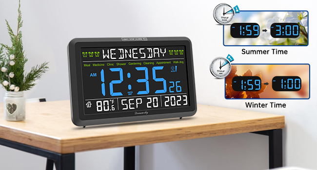 digital day date time clock for seniors