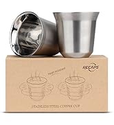 80ml Stainless Steel Espresso Cups Set - 2 Pack Double Wall 304 Stainless Steel Demitasse Cups 2....