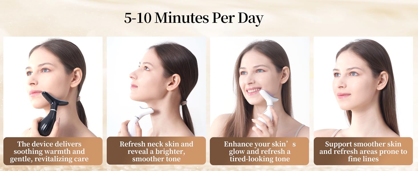 facial massager on jaw, Face, and neck to enhance glow, smoothen fine lines.