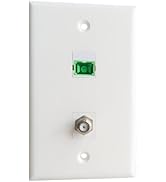 BUPLDET SC/APC Fiber Optic and Coax Wall Plate - 1 Port Fiber Optical Keystone Jack, 1 Port Cable...