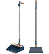 37.8in Broom and Dustpan Set Foldable Hand Broom for Home &amp; Kitchen with Rotatable Standing Stora...