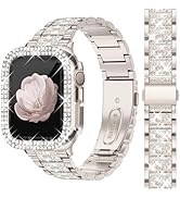 Newlibery Bling Watch Bands with Bling Case for Women Compatible with Apple Watch Band 40mm Elega...