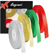 LIUYAXI 100 Yards 4 Rolls Christmas Ribbons Metallic Glitter Holiday Festival Double Faced Satin ...