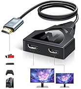 HDMI Splitter 1 in 2 Out with 1.6Ft Fixed HDMI 2.0 Cable-Mirror Display(Not Extended Display), 4K...