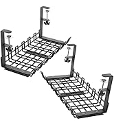 BIWIST Under Desk Cable Management Tray, Metal No Drill Under Desk Cord Management with Clamp, Wi...