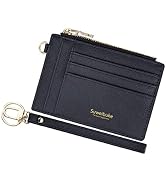 Wikavanli Women Slim Rfid Blocking Credit Card Case Holder Wristlet Zip ID Case Wallet Small Comp...
