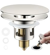 Hygie Rinse Universal Bathroom Sink Stopper All Metal 2 in 1 Pop Up Basin Sink Drain Strainer for...