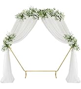 HeyMate 6.24 FT Hexagon Wedding Arch Backdrop Stand, Balloon Ring Flower Arches Golden Metal Arch...