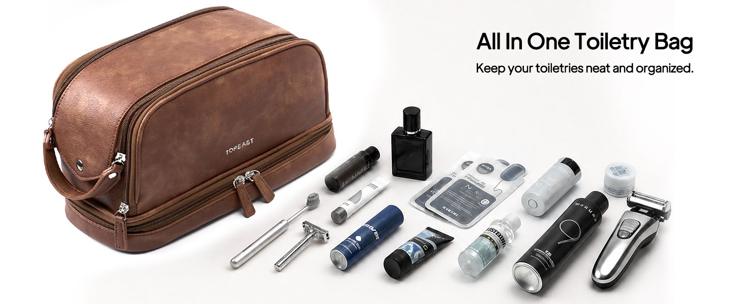 Leather toiletry bag