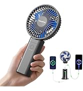 HandFan Upgraded 10,000 mAh Quiet Handheld Fan - 4.5 Inch Large Hand Held Fans Reahargeable, 180°...