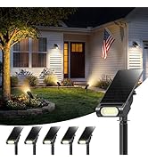 EZVALO Solar Spot Lights Outdoor IP67 Waterproof, Adjustable Solar Landscape Lights, 3 Lighting M...