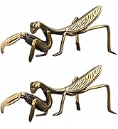 2PCS Copper Praying Mantis Feng Shui Brass Statue Animal Garden Sculpture Figurine for Art Graden...