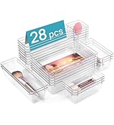 Vtopmart 28 PCS Clear Plastic Drawer Organizers Set, 4-Size Bathroom and Vanity Drawer Organizer ...