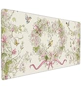 SEIFUD Floral Heart Pattern XXL Mouse Pad, Desk Mat with Non-Slip Base, Pink Keyboard Mat with St...