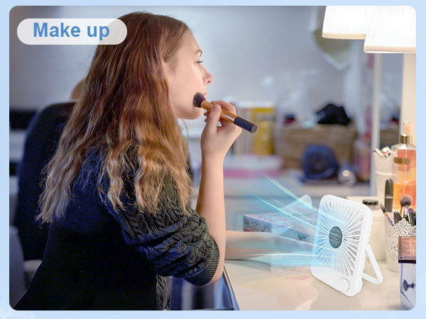 white portable desk fan